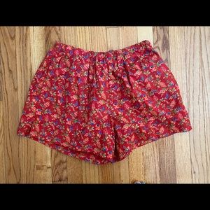 versace jeans couture red floral drawstring shorts!